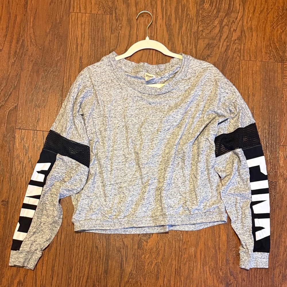Pink Victoria’s Secret Women's Heather Gray Crop Top with Black Accents